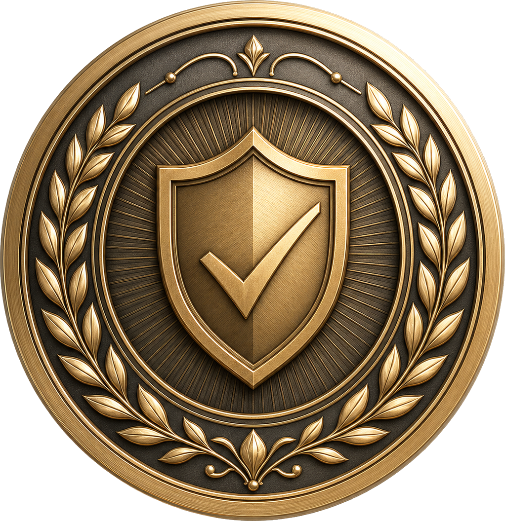 Selo de garantia incondicional com acabamento dourado