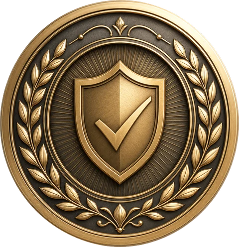 Selo de garantia incondicional com acabamento dourado